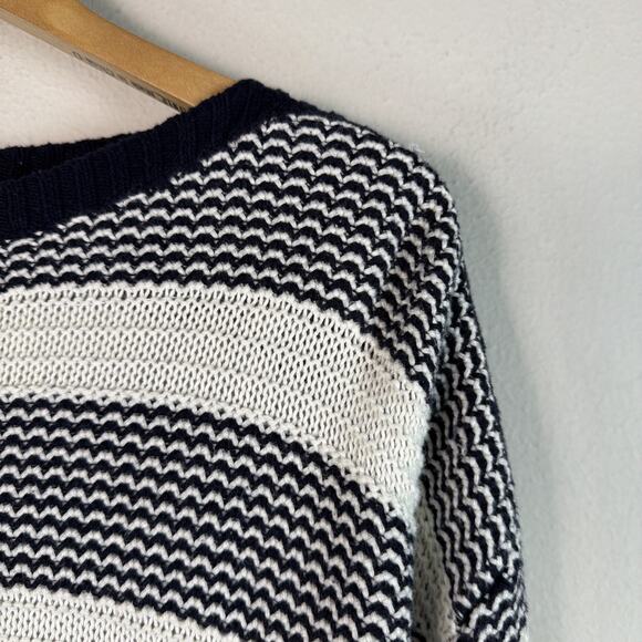 Talbots women XL petite Navy Blue White Sweater Stripe Cotton nautical sailing - Picture 4 of 10